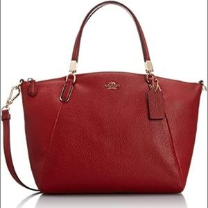 Coach Red Pebbled Leather Kelsey Satchel